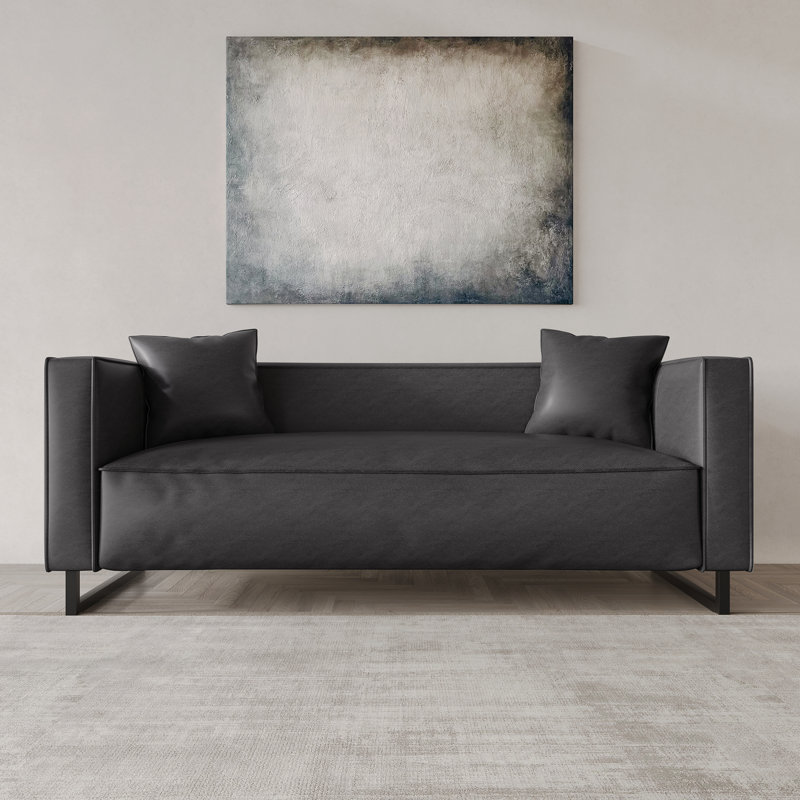 PU Leather Upholstered Sofa, Gray