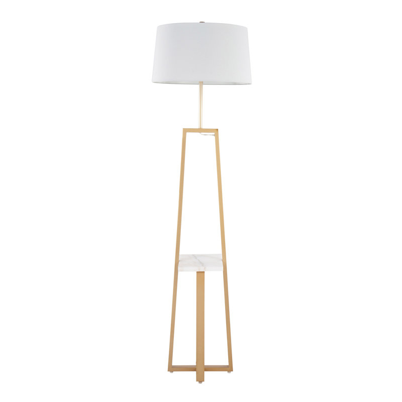Lampe sur pied à tablette contemporaine, Doré