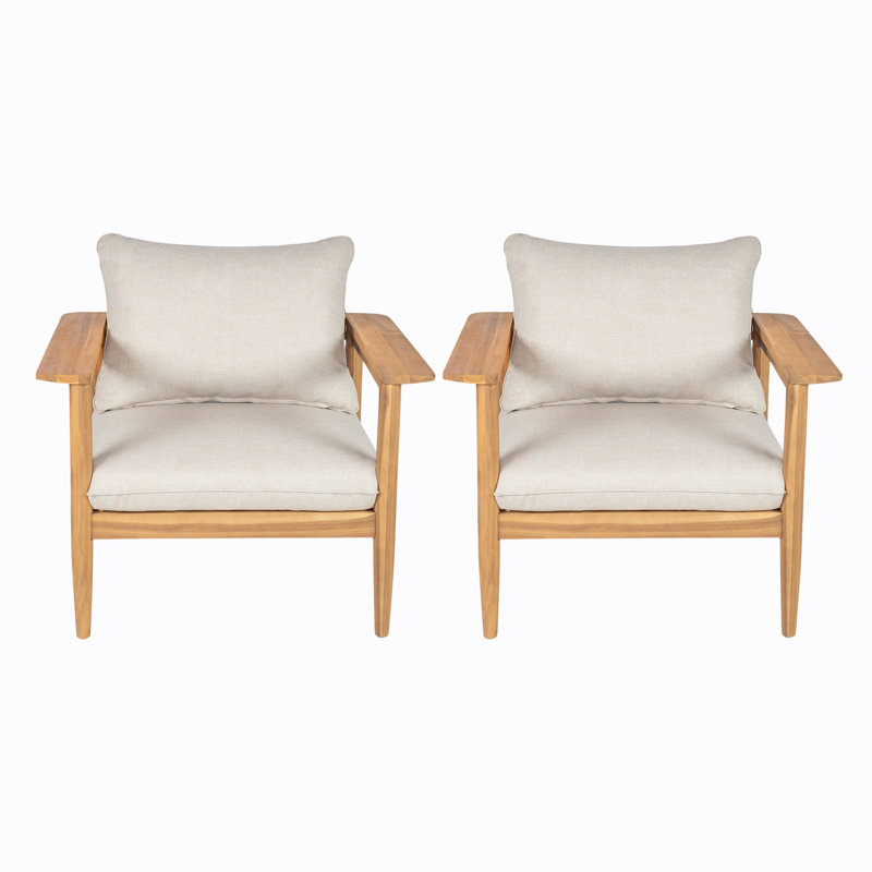 Terassi Outdoor Acacia Wood Lounge Chair, Set of 2