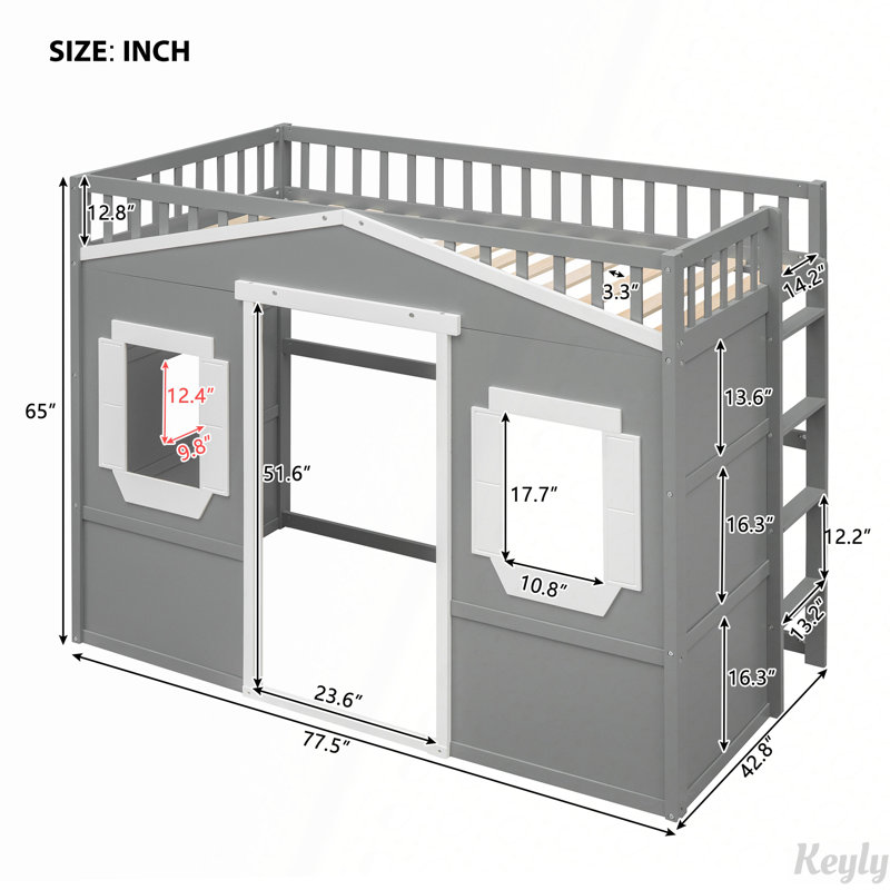 Lit mezzanine avec échelle House, grey+White, Twin