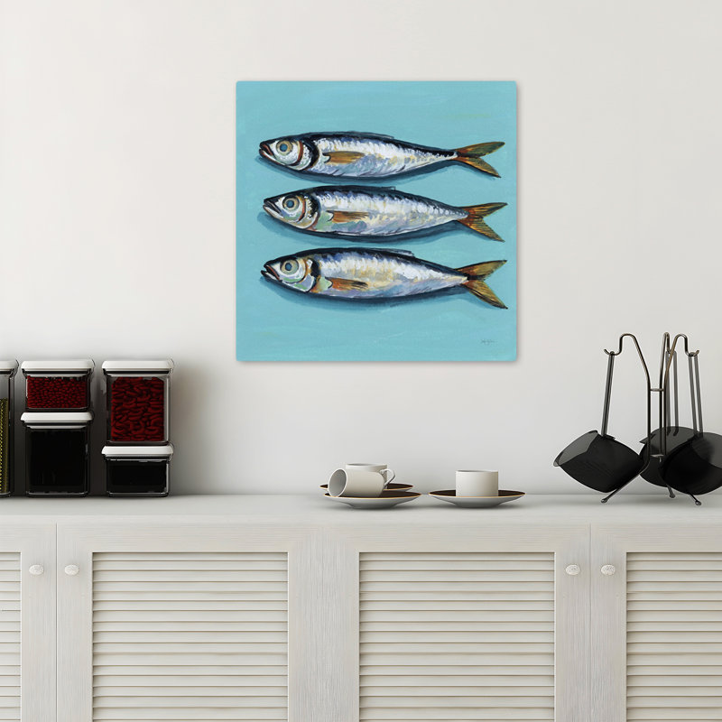 Trois petits poissons, art contemporain, H 18 po x l 18 po