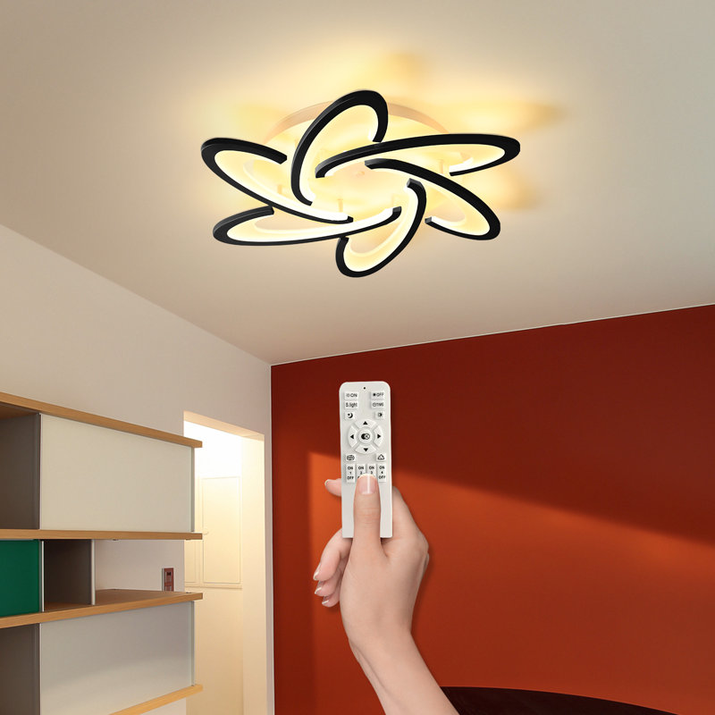 Modern 6-Light 64cm LED Flush Mount, Black