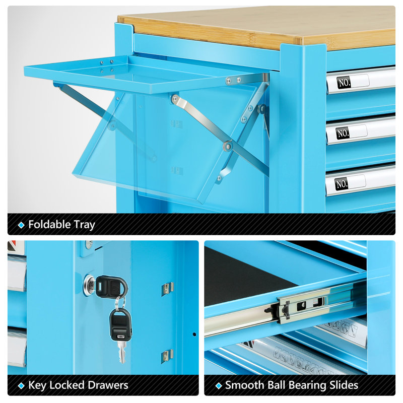 19 in. W -Drawer Steel Bottom Rollaway Chest with Wheels