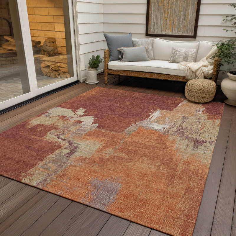 Tapis paprika intérieur / extérieur lavable à la machine Christain ACN1335, Rectangle 5 pi x 7 pi 6 po