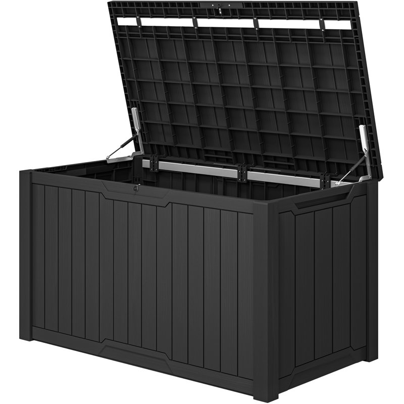 Coffre de terrasse verrouillable en résine résistant à l'eau 270 gallons Edrosie Inc, Noir
