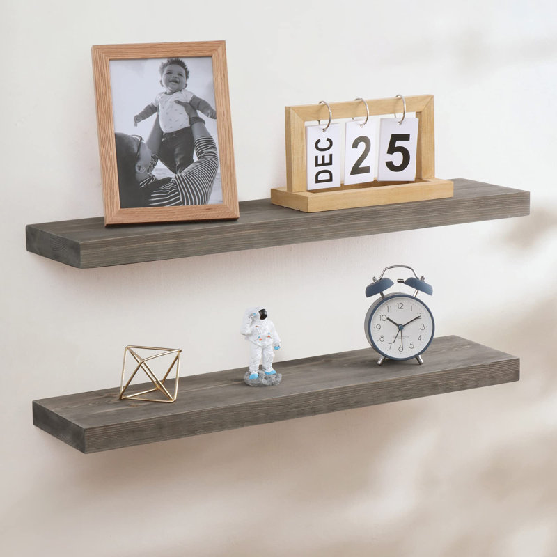 Zahriah 2 Piece Pine Floating Shelf, 1.3" H x 5.7" W x 24" D
