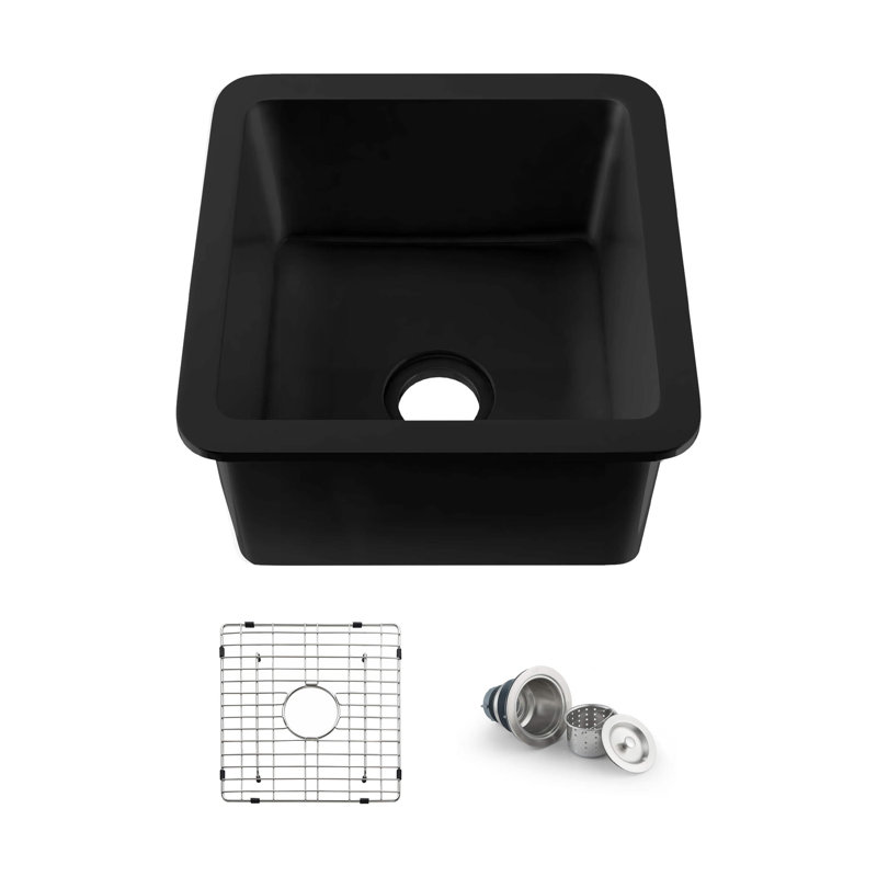 Pure Matte Black Undermount Single Bowl Fireclay Kitchen Sink