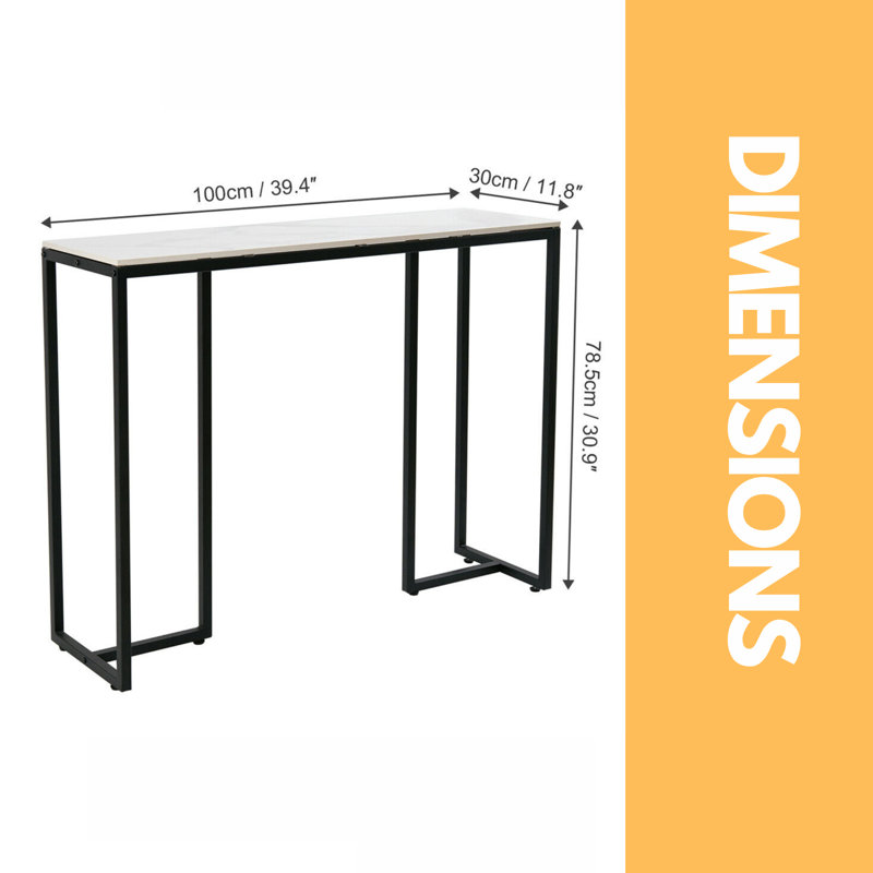 100cm Marble Console Table, Metal Frame, Entryway Furniture