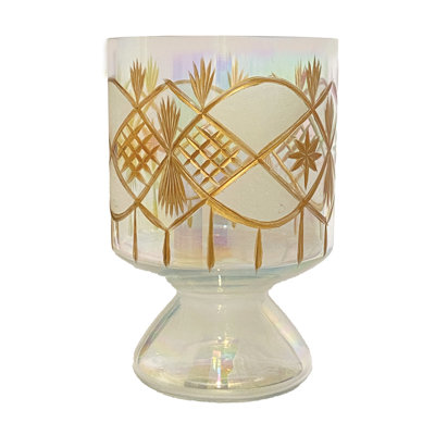 Porte-votive gravé à la main en verre soufflé multicolore