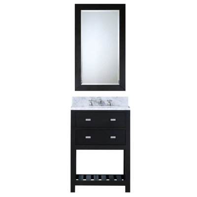 Cronin 24" Carrara White Marble Countertop Bath Vanity with Mirror