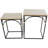 Loeffler Metal Arched Side End Black Accent Table with Wood Zig Zag Patterned Top and Rattan Accents