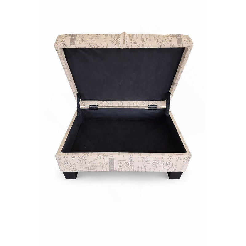 Linen Upholstered Storage Ottoman