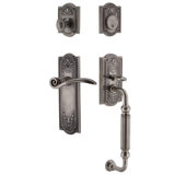 Nostalgic Warehouse Meadows Plate F Grip Handleset with Single Cylinder Deadbolt and Swan Lever