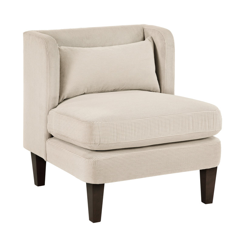 Chaise en velours côtelé taupe avec coussins de siège réversibles et hauteur de 19 po, Taupe