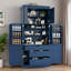 Grand garde-manger autoportant avec tablettes réglables, tablettes de porte, tiroirs et porte-bouteilles-616253458
