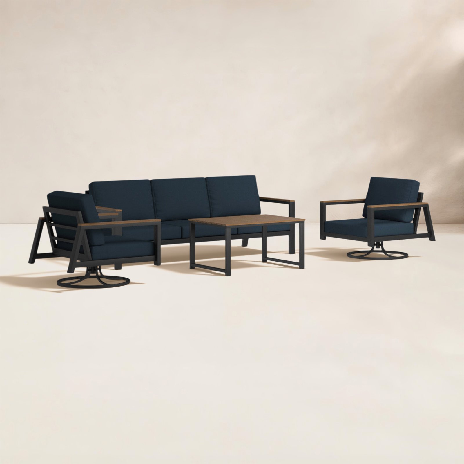 Townsend 5 Person Seating Group with Sunbrella Cushions, Canvas Navy Sunbrella® Canvas