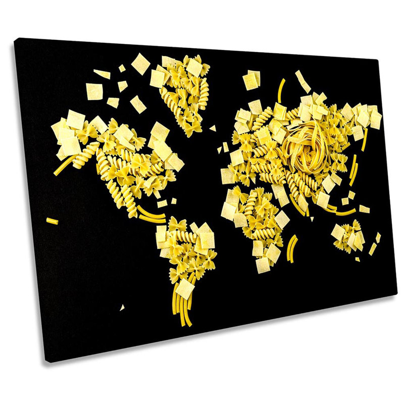 World Map Pasta - Wrapped Canvas Print, 30.5cm H x 45.7cm W x 2cm D