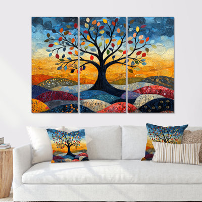 Ensemble d'art mural orange arbre de vie II - Arbre de vie orange