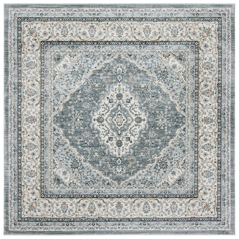 Delmer Performance Oriental Rug, Square 6'7"