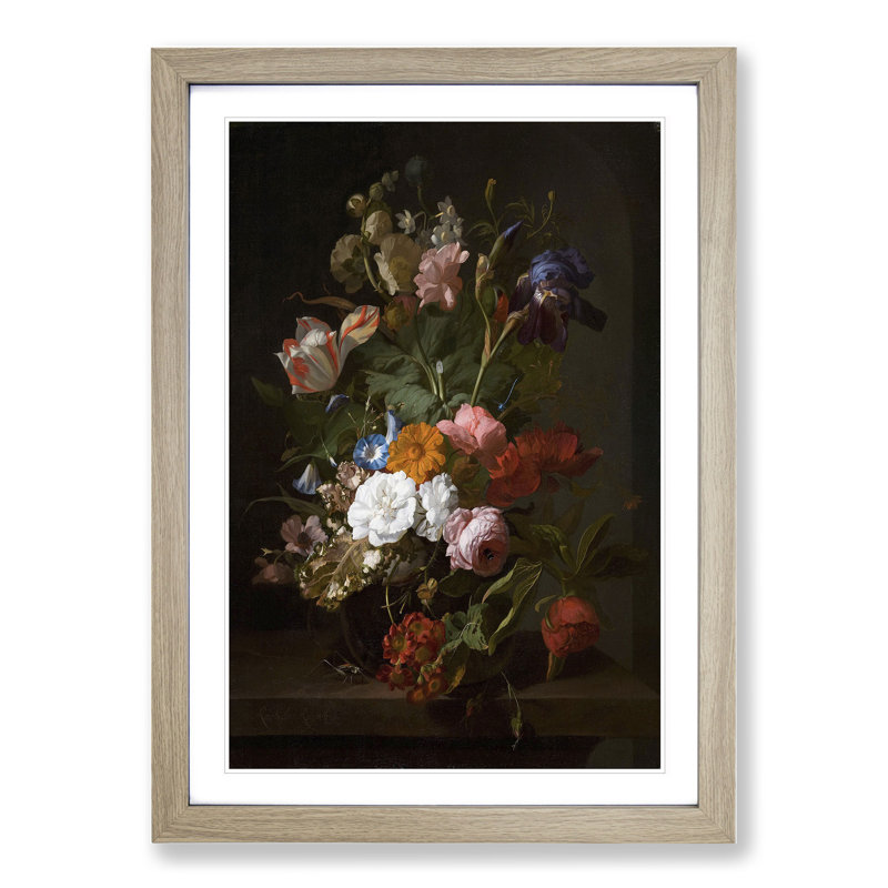 Still Life with Flowers Vol.4 by Rachel Ruysch - Picture Frame Painting, Oak, 48cm H x 36cm W x 2cm D