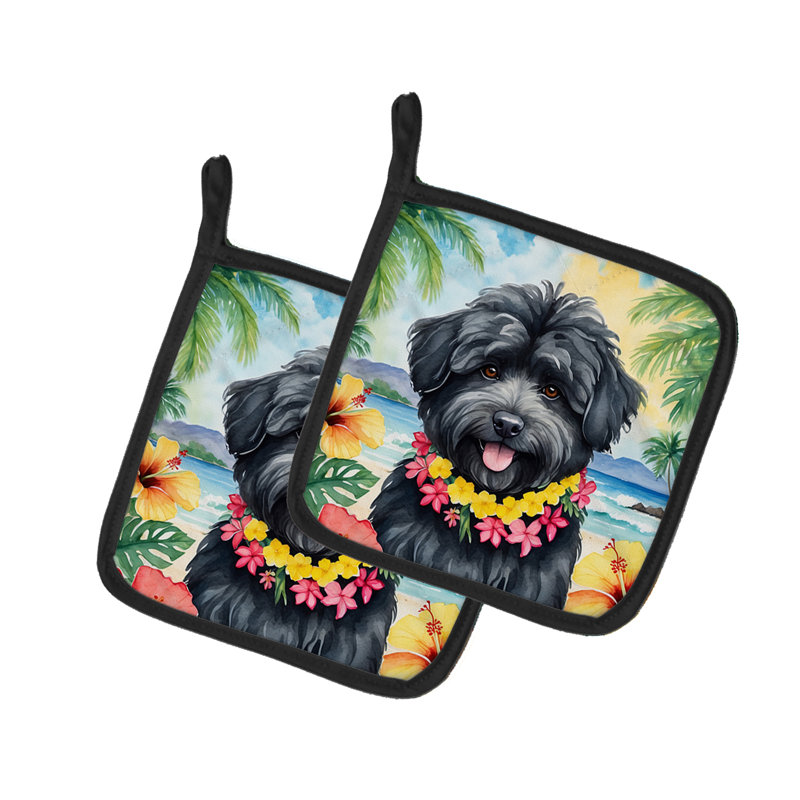 Caroline's Treasures Luau Party Floral Polyester Potholder Set