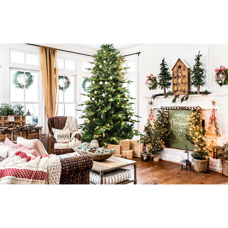 Arbre de Noël de 4 pi avec 150 lumières ultralumineuses blanches chaudes et 919 extrémités en métal à charnière réaliste + pe