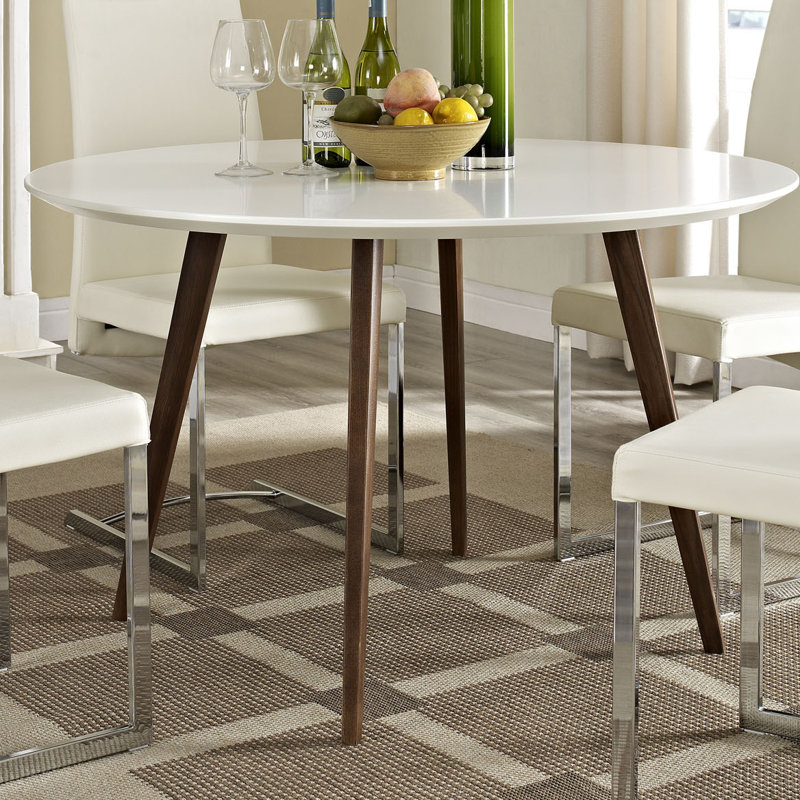 Canvas 47" White Round Ash Wood Dining Table