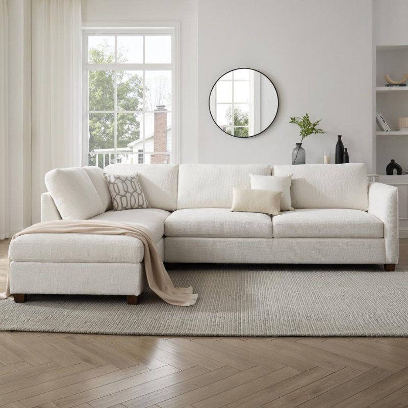 Chatrine Corner Sofa With Footstool, Left Hand Facing, Cream