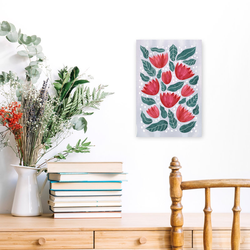 Aquarelle, motif floral abstrait, fleur organique moderne, art mural, H 18 po x l 12 po