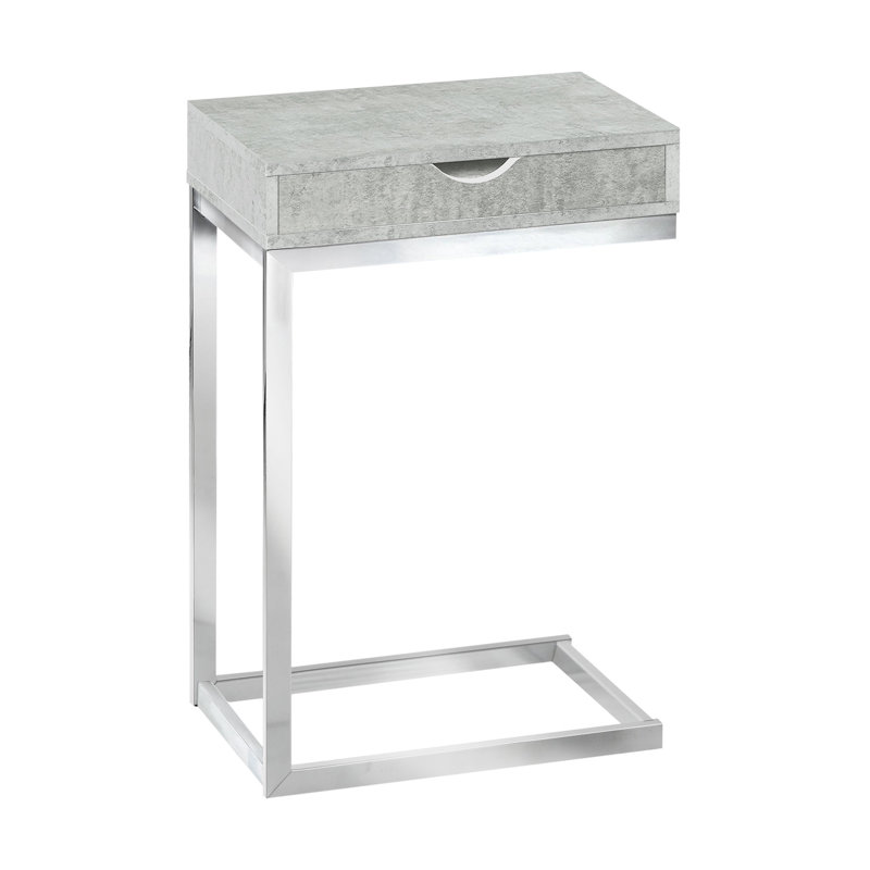 Table de bout Marybeth, Argent argent, Gris, H 24,5 po x l 15,75 po x P 10,25 po
