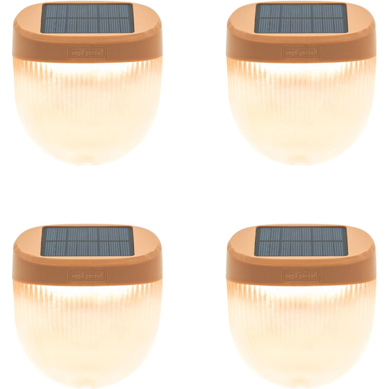 Add ons Rippled Outdoor Waterproof Solar Powered Integrated LED Deck Light Pack (Set of 4), Brown