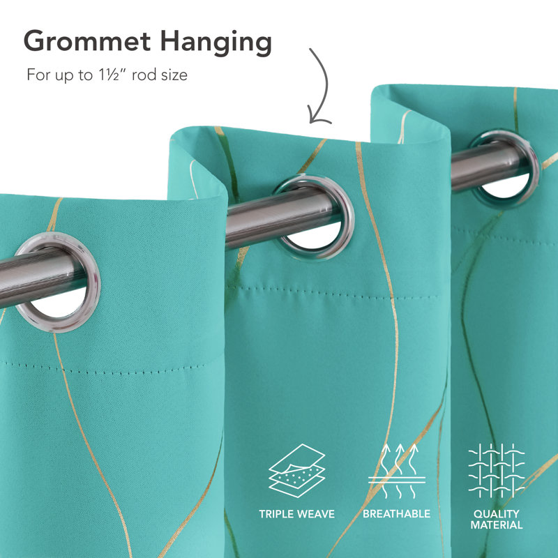 Valmar Blackout Curtain Pair, Width 132 x Drop 160cm, Turquoise