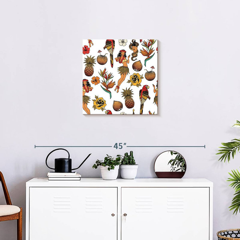 Motif hawaïen tropical Kerner, H 20 po x l 20 po