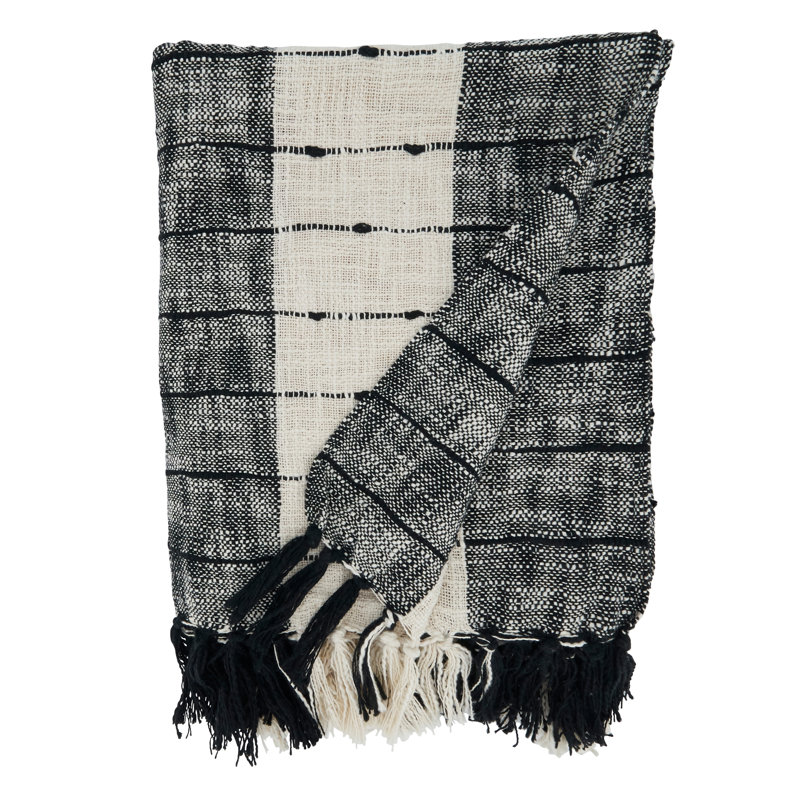 Sevan Collection Hand Woven Throw Blanket, Black/White