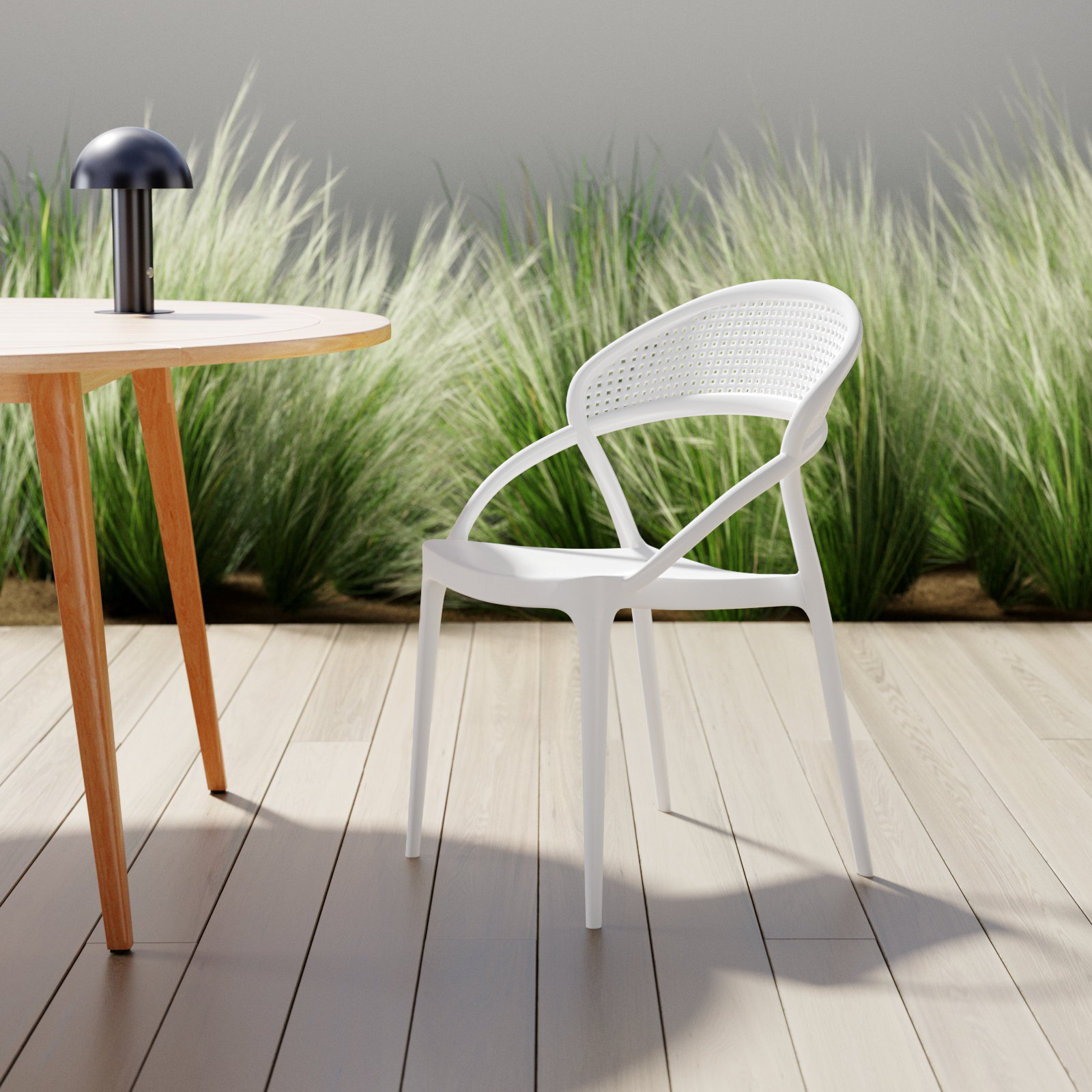 Farrah Stackable Patio Armchair, White