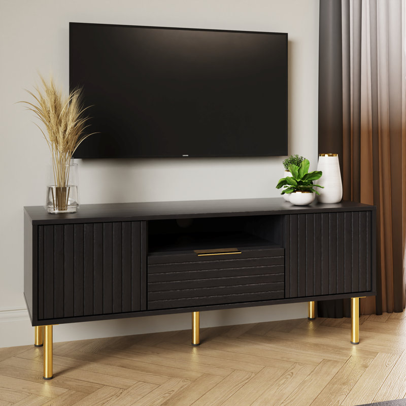 Nervata Living TV Stand for TVs up to 55", Black/Gold
