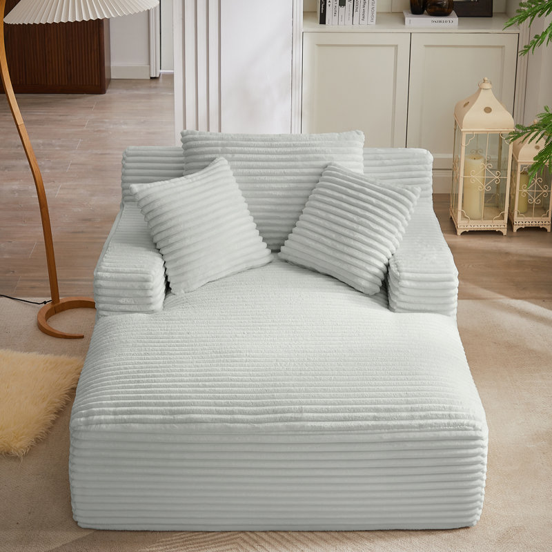 Chaise longue surdimensionnée pour l'intérieur, canapé rembourré en velours côtelé moderne, aucun assemblage requis, canapé-lit confortable pour le salon, le bureau