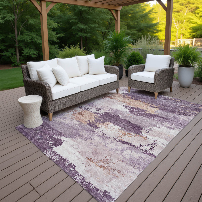 Machine Washable Indoor/Outdoor Kesler ACN2372 Abstract Rug, Rectangle 10' x 14'
