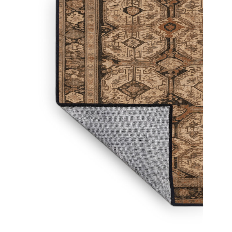 Tapis brun turc lavable à la machine, Rond 6 pi