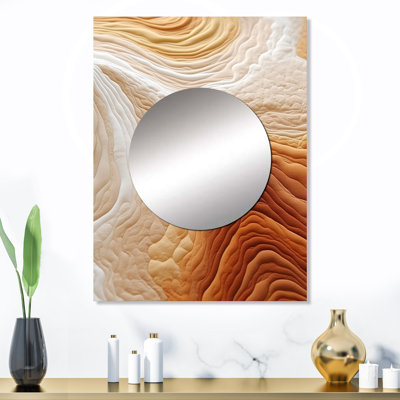 Yulya orange et blanc vents sérénade - miroir mural abstrait, miroir décoratif moderne, impression d'art en métal