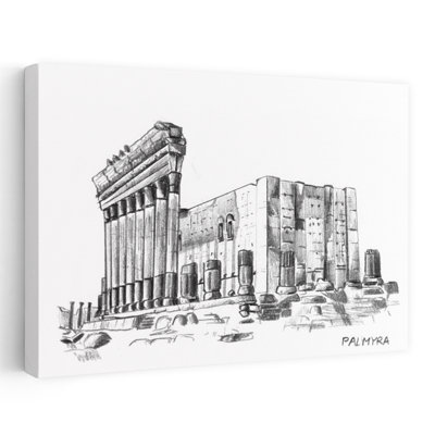 Ruines du temple antique, reproduction d'art abstrait classique, impression d'art mural