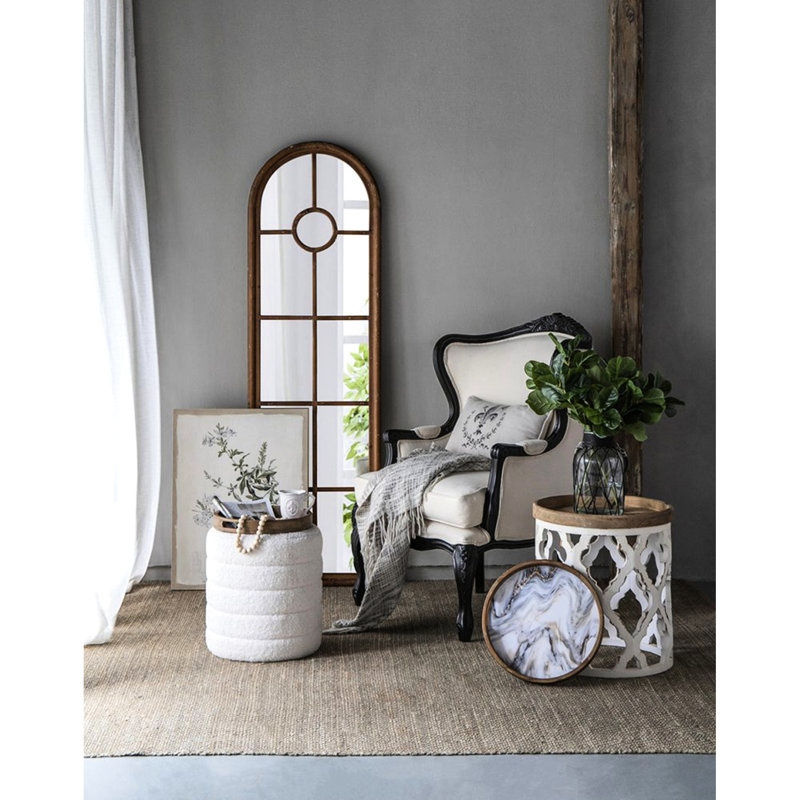 Modern French Country Home Decorative Of 5: Artificial Plant, Vase, Trays, Stool & Side Table In Contemporary Pattern Art Decor 5 Assortment - Includes And