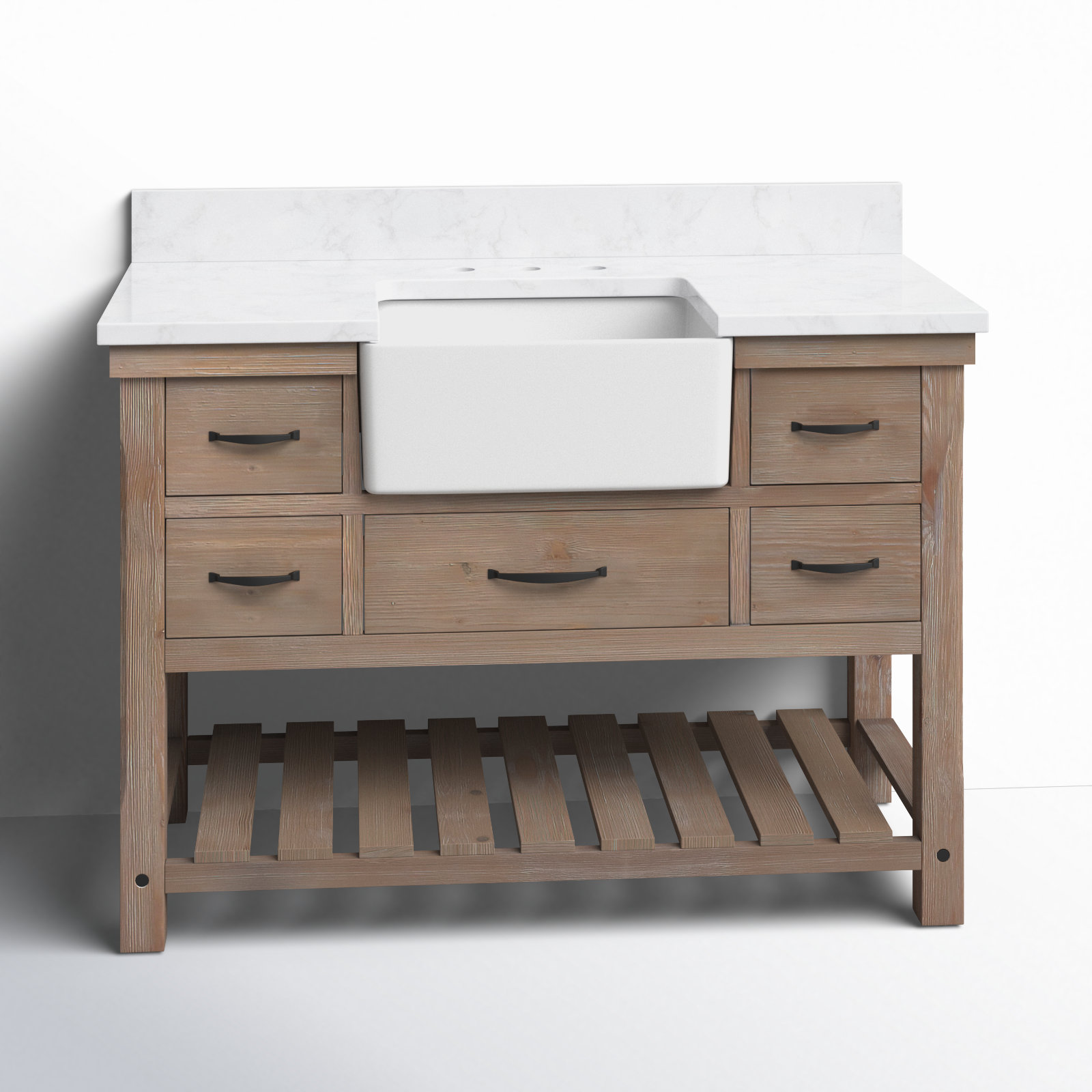 Cookeville 48" Single Bathroom Vanity, Weathered Natural/Matte Black