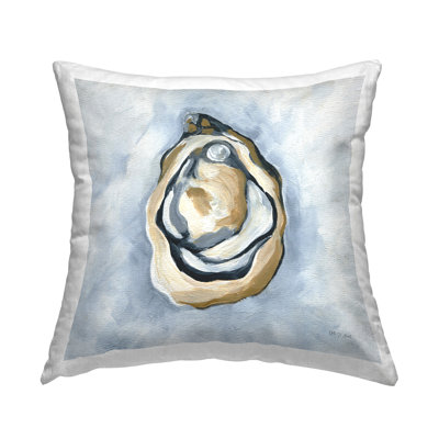 Coussin décoratif huître avec perle, imprimé par Yvette St. Amant