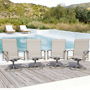 Swivel Patio Chairs Set of 4, Outdoor Swivel Armchairs, High Back Metal Dining Chairs for Outside, Ergonomic Patio Swivel Chairs, All-Weather Garden Deck Furniture (Set of 4)