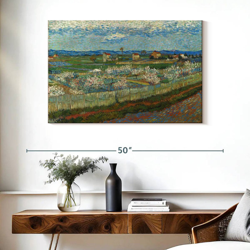 Pêche d'Alvord en fleur, H 26 po x l 39 po