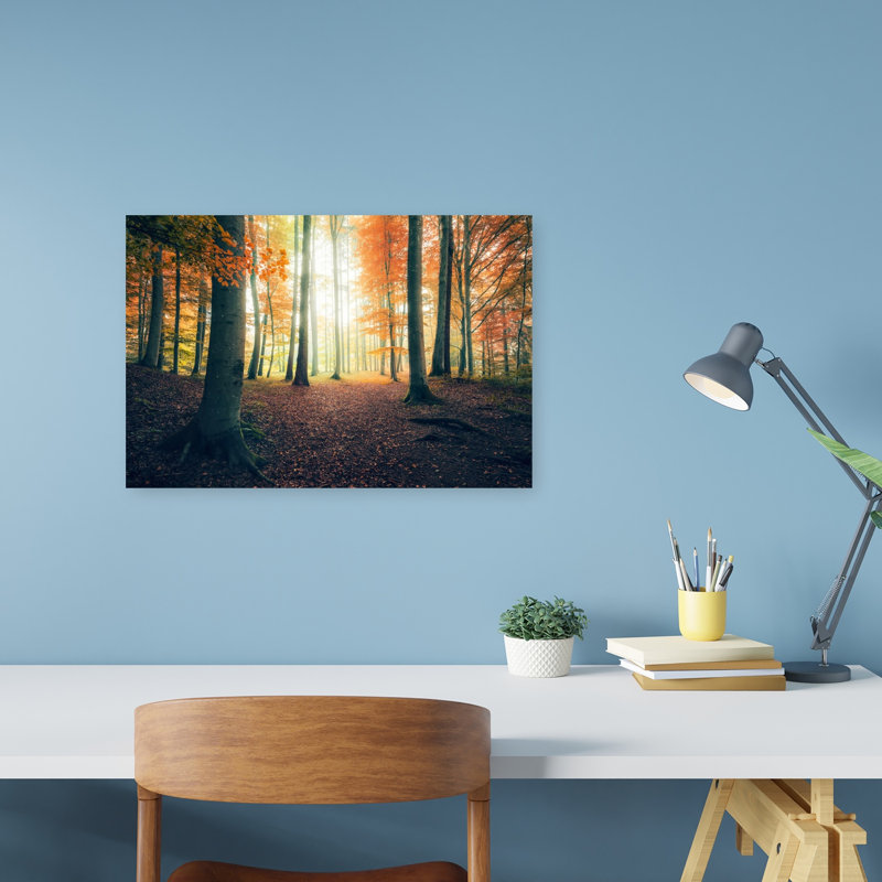 «Autumn in the Woods Abstract Contemporary Forest Landscape», reproduction d'art mural, H 12 po x l 18 po
