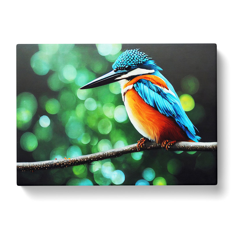 Flashy Kingfisher Bird - Wrapped Canvas, 40cm H x 60cm W x 3cm D