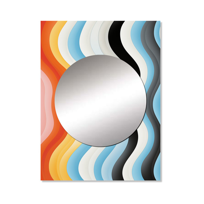 Malayja Opt Art ligne droite Delirum I - miroir décoratif Op Art, miroir mural moderne, impression d'art en métal