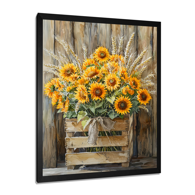 Harrell - Floral Wall Decor, 32" H x 24" W, Black, Reproduction encadrée d'une seule photo
